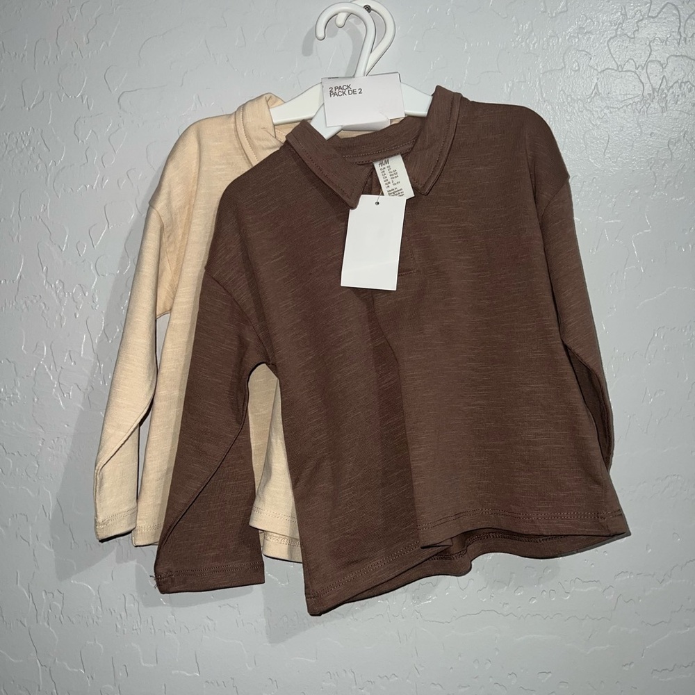 H&M Kids Long Sleeve Tees - Brown and Cream